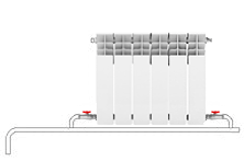 Схема нижнего подключения радиатора отопления